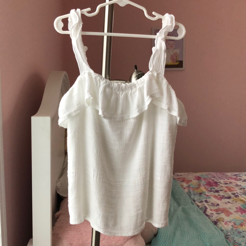 Abercrombie Kids Girls’ White Ruffle Tank